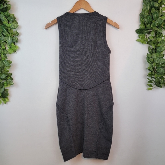T BY ALEXANDER WANG Zip Front Ponte Tank Charcoal Grey Dress, Pockets XS X Small - Picture 11 of 16